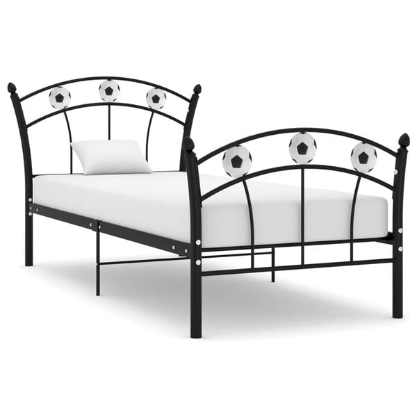 vidaXL Bed Frame without Mattress Black Metal 90x200 cm