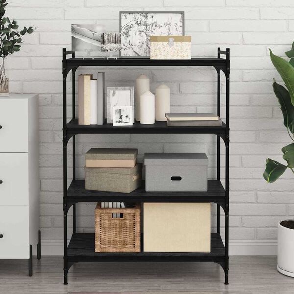 vidaXL Bookshelf Board 4 pcs Black 80 x 40 x 1.5 cm Engineered Wood