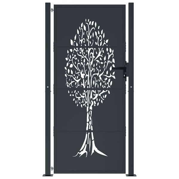 vidaXL Garden Gate Anthracite 100x200 cm Steel Tree Design