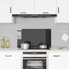 vidaXL Kitchen Backsplash Black 90 x 50 cm Tempered Glass
