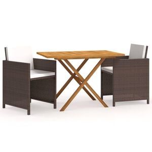 vidaXL Garden Dining Set | Brown | Solid acacia wood | Medium | Removable Covers