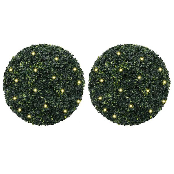 vidaXL Artificial Boxwood Balls with LED Lights 2 pcs Green 52 cm