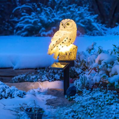 HI LED Solar Owl Garden Light White