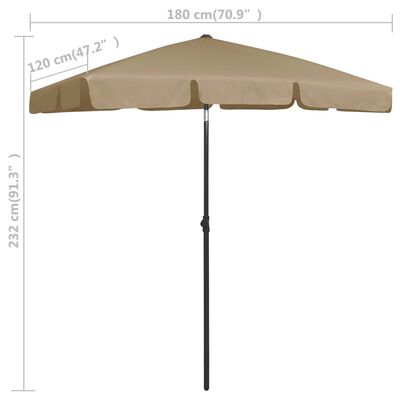 vidaXL Beach Umbrella Taupe 180x120 cm