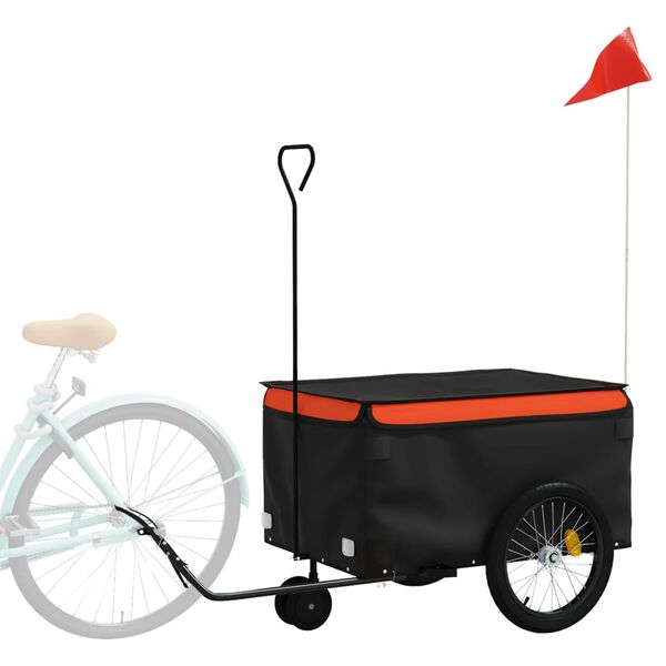 vidaXL Bike Trailer Black and Orange 30 kg Iron