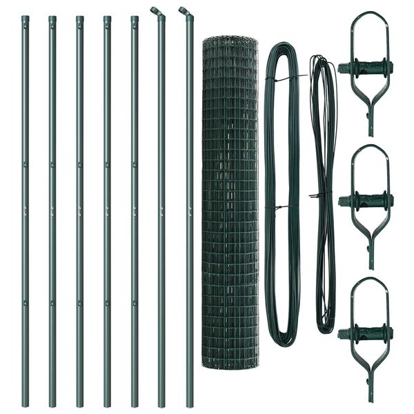 vidaXL Fence with Posts Green 1.6 x 10 m Steel