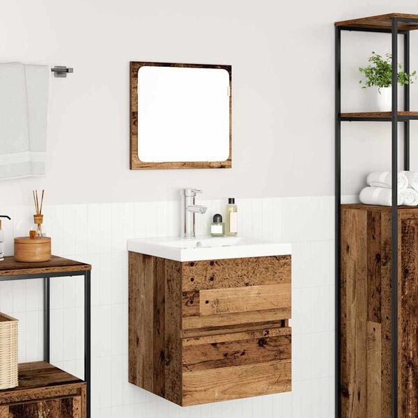 vidaXL Bathroom Furniture Set 2 pcs Old Wood and White Engineered Wood