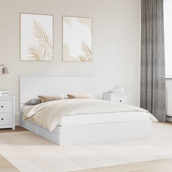 vidaXL Storage Bed with Headboard White 160 x 200 cm Engineered Wood