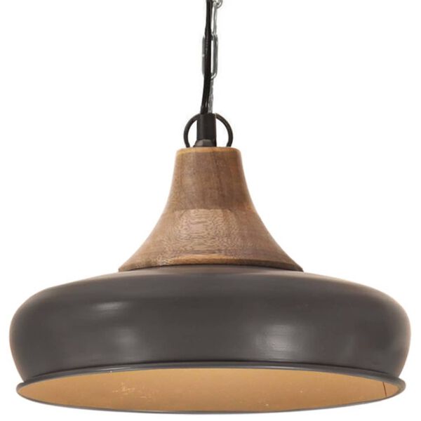 vidaXL Industrial Hanging Lamp Grey Iron & Solid Wood 26 cm E27