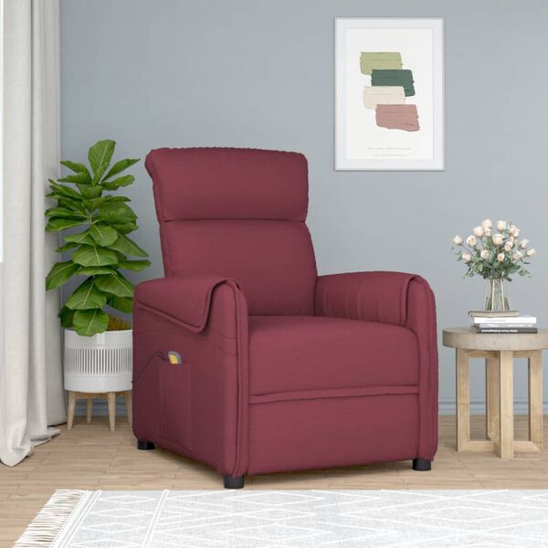 vidaXL Massage Chair Wine Red Fabric