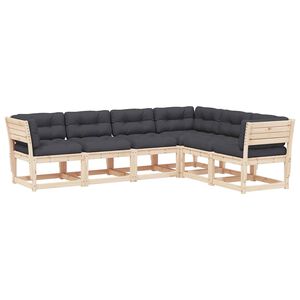 vidaXL 6 Piece Garden Sofa Set with Cushions Solid Wood Pine