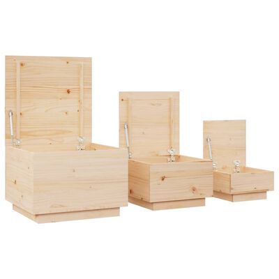 vidaXL Storage Boxes with Lids 3 pcs Solid Wood Pine