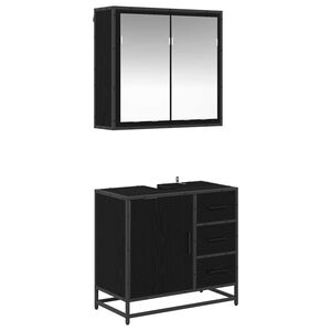 vidaXL Bathroom Furniture Set 2 pcs Black Oak Engineered Wood