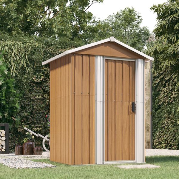 vidaXL Garden Shed Brown 126x97.5x177 cm Galvanised Steel