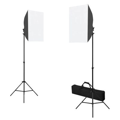 vidaXL Photo Studio Kit with Softbox Lights. Backdrop and Reflector