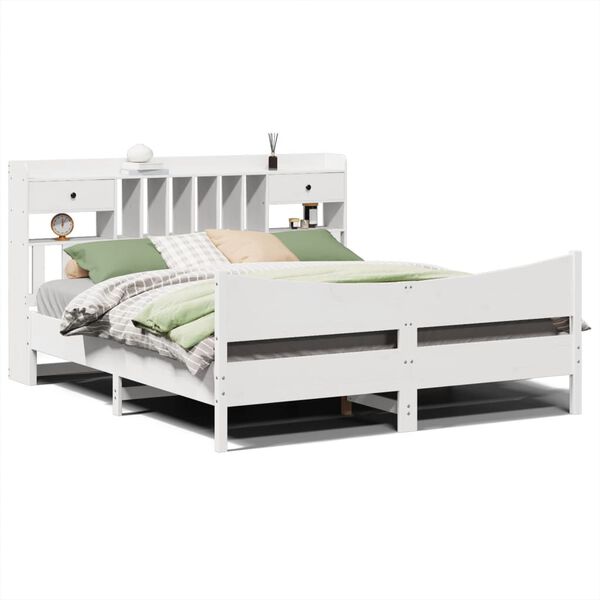 vidaXL Bed Frame without Mattress White 180x200 cm Super King Solid Wood Pine