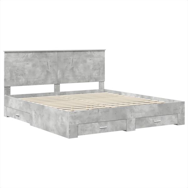 vidaXL Bed Frame Concrete Grey 180 x 200 cm Engineered Wood
