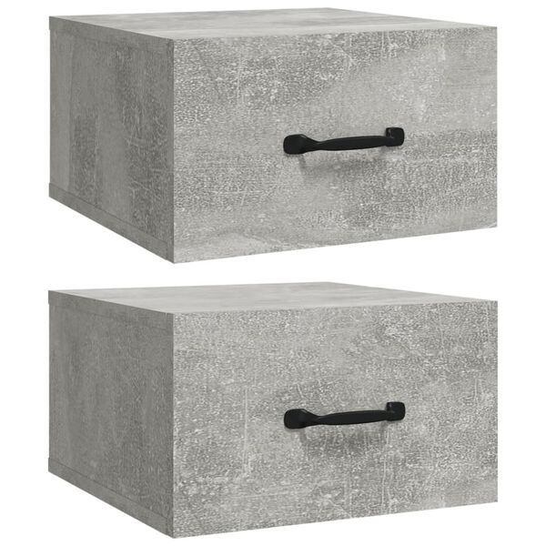 vidaXL Wall-mounted Bedside Cabinets 2 pcs Concrete Grey 35x35x20 cm