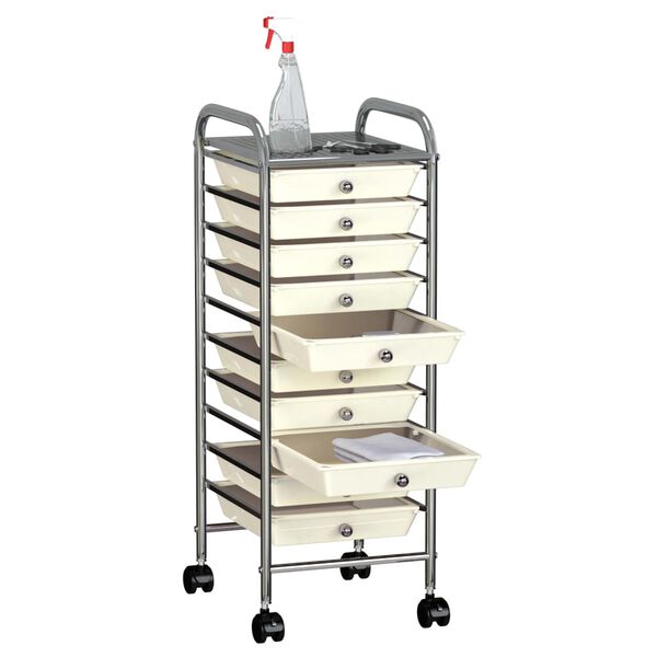 vidaXL 10-Drawer Mobile Storage Trolley White Plastic