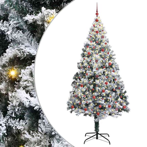 vidaXL Artificial Christmas Tree with 300 LEDs with Stand White 240 cm