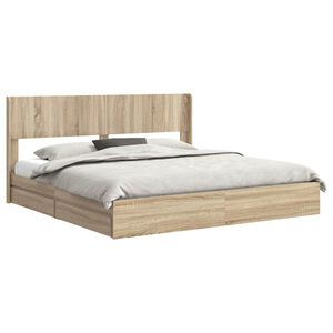 vidaXL Bed Frame with Storage and Headboard Sonoma Oak 180 x 200 cm