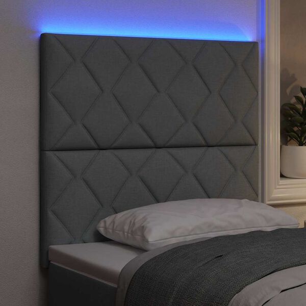 vidaXL Headboard with LED Strip Lights Light Grey 100 cm Fabric