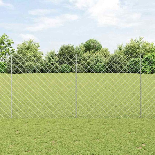 vidaXL Fence with Post Silver 1.6 x 10 m Steel