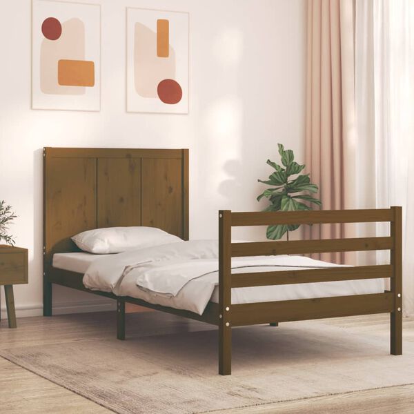 vidaXL Bed Frame without Mattress Honey Brown Single Solid Wood