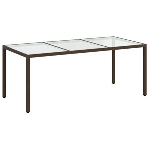 vidaXL Garden Table | Brown | Poly rattan, tempered glass, powder-coated steel