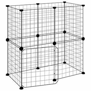 vidaXL 12-Panel Pet Cage with Door Black 35x35 cm Steel