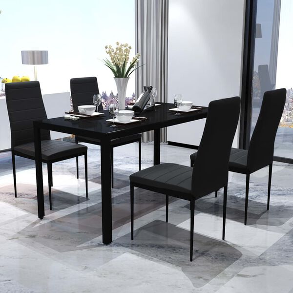 vidaXL 5 Piece Dining Table Set Black