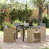 vidaXL Garden Dining Set with Cushion 5 pcs Beige Poly Rattan
