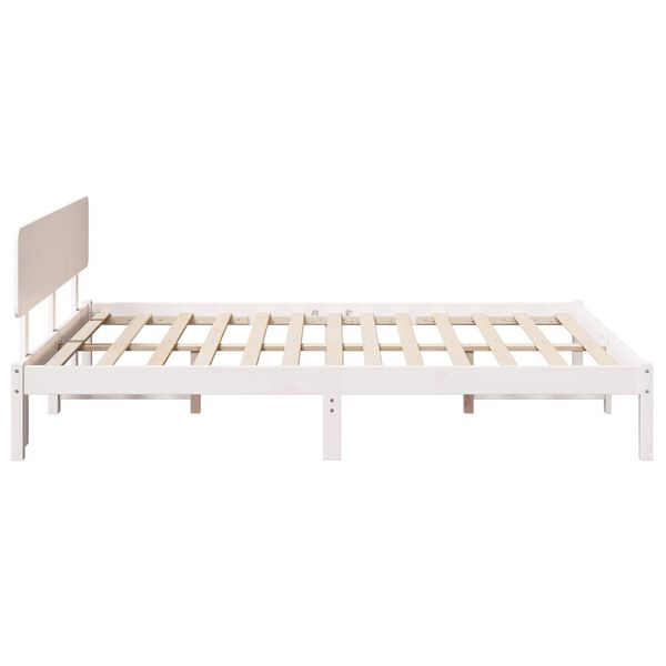 vidaXL Bed Frame with Headboard White 150 x 200 cm Solid Pine Wood