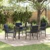 vidaXL Garden Dining Set with Cushion 5 pcs Grey and Black Rattan