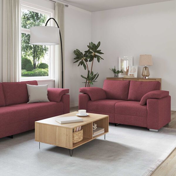 vidaXL Sofa 3 pcs Wind Red Fabric