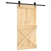 vidaXL Sliding Door Natural and Black 100 x 210 cm Solid Pine Wood