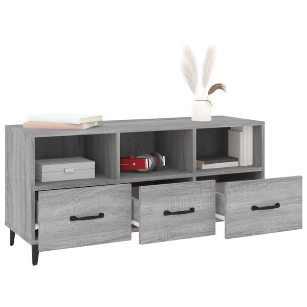 vidaXL TV Cabinet Grey Sonoma 102x35x50 cm Engineered Wood