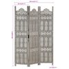vidaXL Hand carved 3-Panel Room Divider Grey 120x165 cm Solid Mango Wood