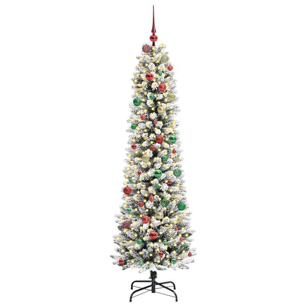 vidaXL Artificial Christmas Tree with 300 LEDs Green and white 210 cm