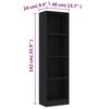 vidaXL 4-Tier Book Cabinet Black 40x24x142 cm Engineered Wood