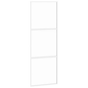 vidaXL Sliding Door White 76x205 cm Tempered Glass and Aluminium