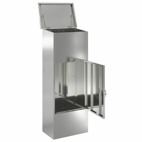 vidaXL Parcel Drop Box Black 44.5 x 29 x 110.5 cm Galvanised Steel