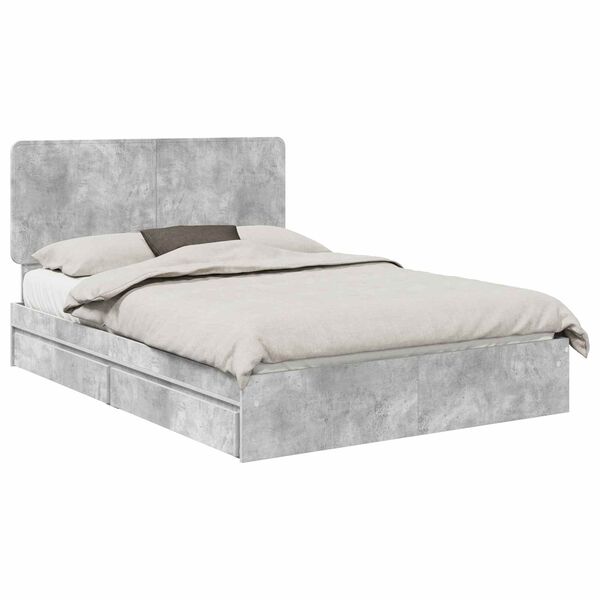 vidaXL Storage Bed Concrete Grey 140 x 190 cm Engineered Wood