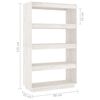 vidaXL Book Cabinet/Room Divider White 80x35x135 cm Solid Pinewood