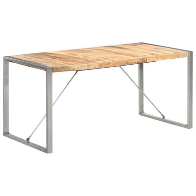 vidaXL Dining Table 160x80x75 cm Solid Rough Mango Wood