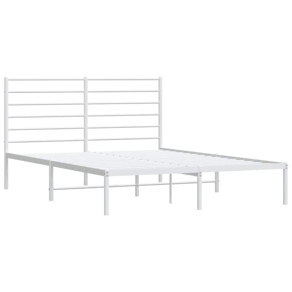 vidaXL Metal Bed Frame without Mattress with Headboard White 160x200cm