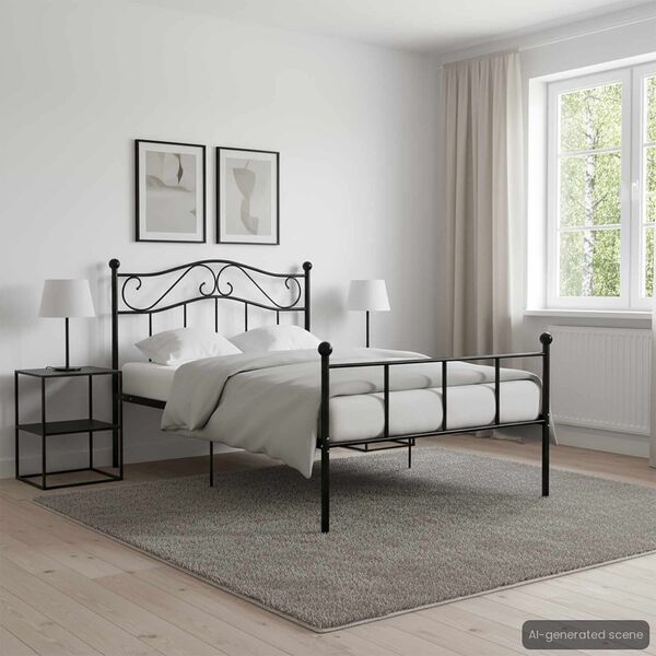 vidaXL Bed Frame without Mattress Black Metal 90x200 cm