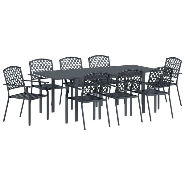 vidaXL Garden Dining Set 9 pcs Anthracite Steel