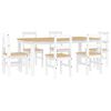 vidaXL 7 Piece Dining Set "PANAMA" White Solid Wood Pine