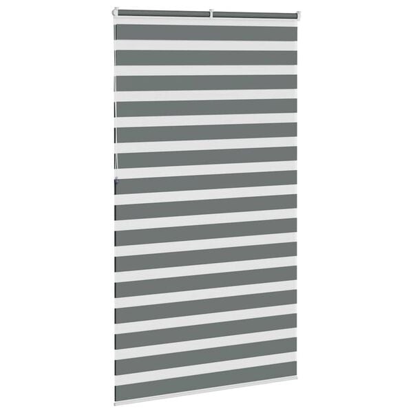 vidaXL Zebra Blind Dark Grey 130x230 cm Fabric Width 125.9 cm Polyester
